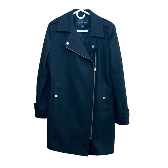 London Fog Jackets & Blazers - London Fog Wool Blend Asymmetric Zip Military Style Coat